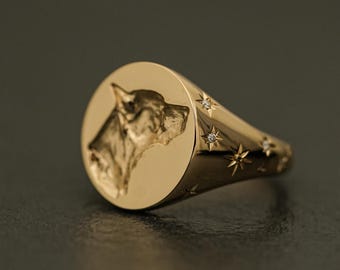 Custom Dog Signet Ring, Pet Memorial Ring, Dog Keepsake, Personalized Jewelry, Birthday Gift, Christmas Gift