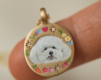 Custom Dog Enamel Necklace, Pet Keepsake Necklace, Dog Cat Memorial Gift, Personalize Jewelry, Gift For Her, Christmas Gift