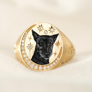 Custom Dog Memorial Ring, Pet Enamel Ring, Pet Memorial Gift, Hand Painted Jewelry, Cat Keepsake, Dog Gift, Personalized Gift For Pet Lover