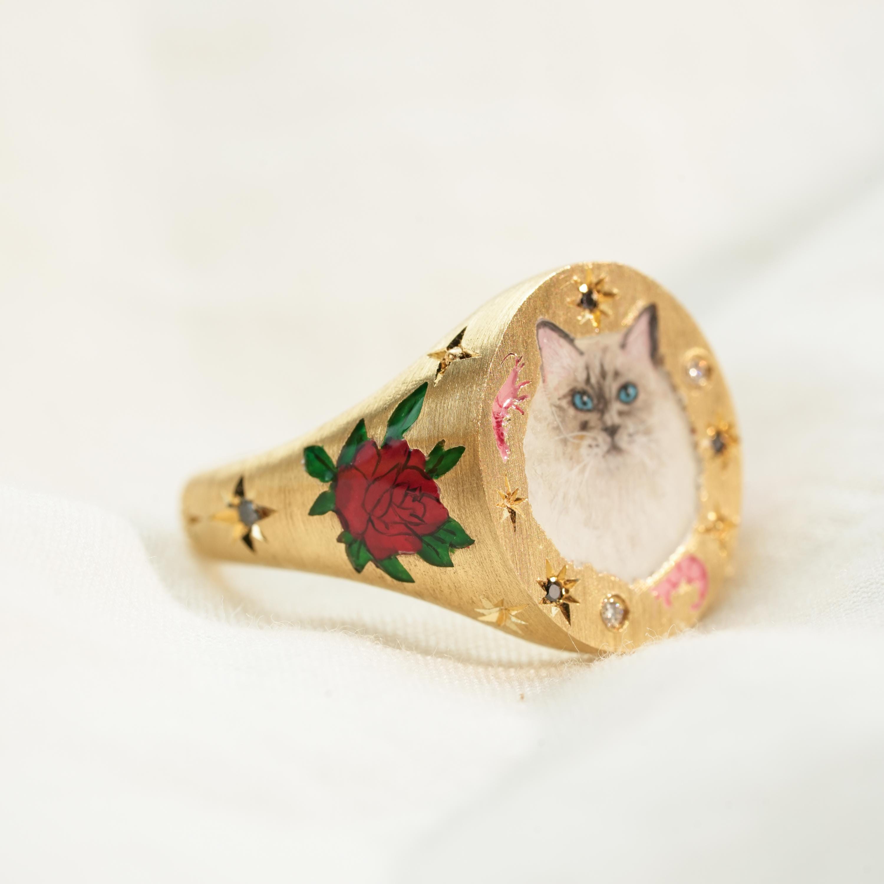 Personalized Pet Enamel Ring, Cat Portrait Ring, Pet Memorial , Cat ...
