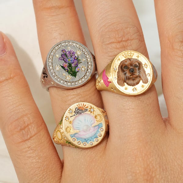 Custom Pet Memorial Ring, Pet Enamel Jewelry, Dog Memorial Ring, Handmade Gift, Personalized Gift For Pet Lover, Christmas Gift