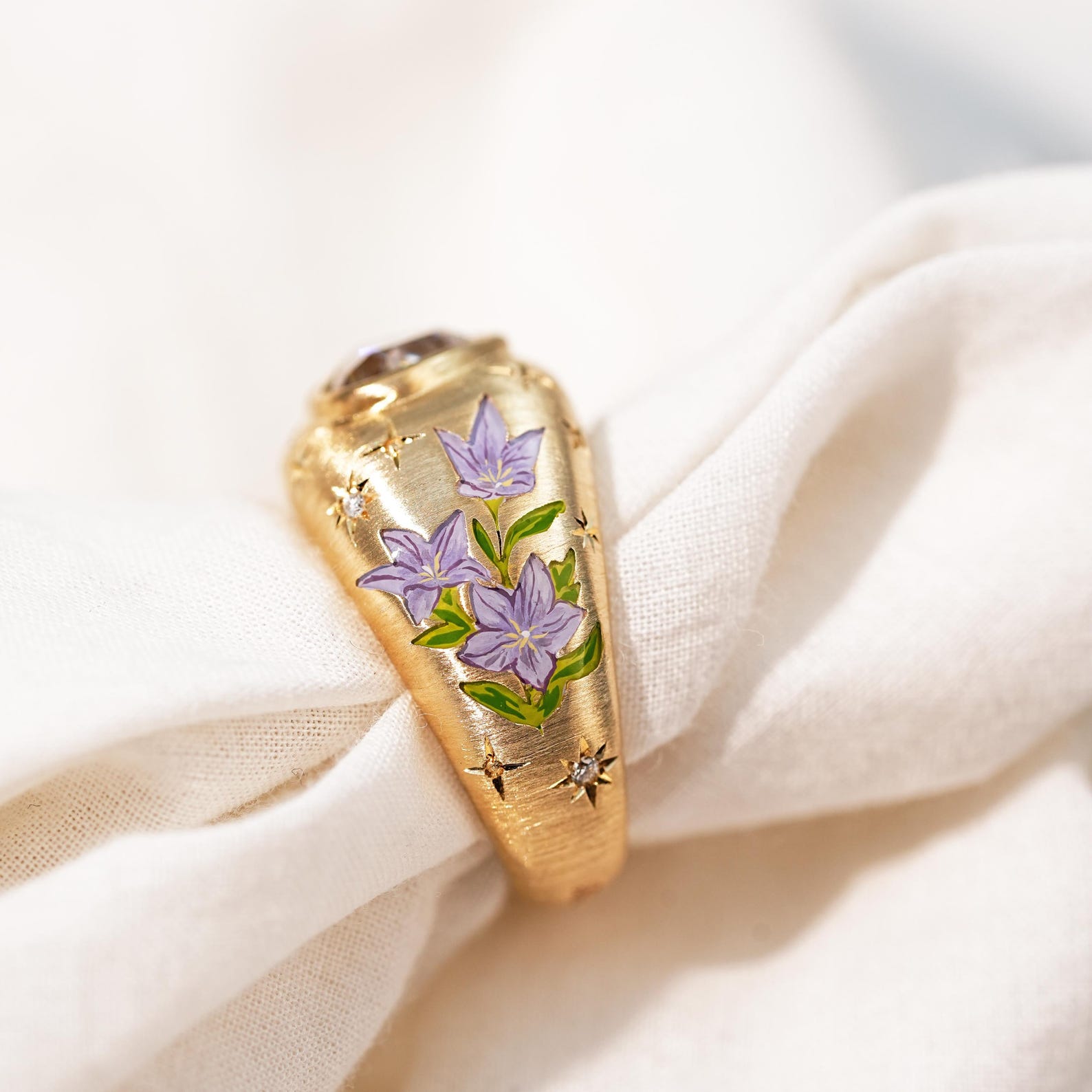Custom Birth Flower Ring, Flower Enamel Ring, Vintage Heart Rings for ...