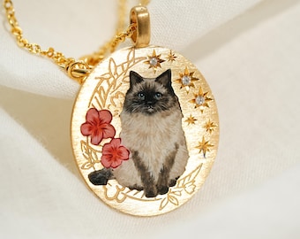 Custom Cat Enamel Necklace, Pet Photo Necklace, Cat Memorial, Pet Enamel Jewelry For Women, Personalized Gift, Pet Loss Gift