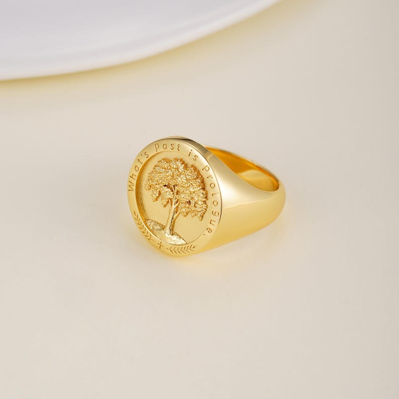 Custom Life Tree Signet Ring, Photo Ring, Hand Etching Ring ...