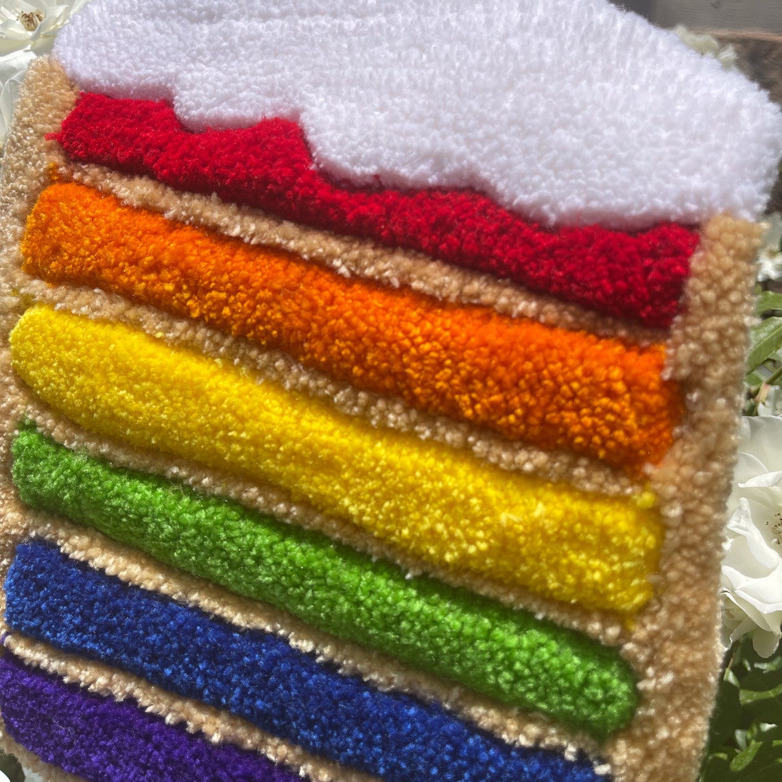 Pie Shape Rug Rainbow Pride Pie Rug | Handmade Tufted Wall Art - Etsy