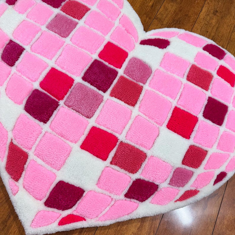 Heart-shaped Disco Ball Floor Rug | 100% Handmade Tufted Art Gift ...