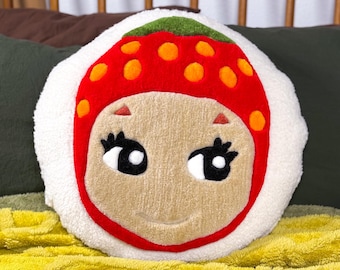 Almohada de ángel Sonny de fresa con mechones / Almohada decorativa hecha a mano