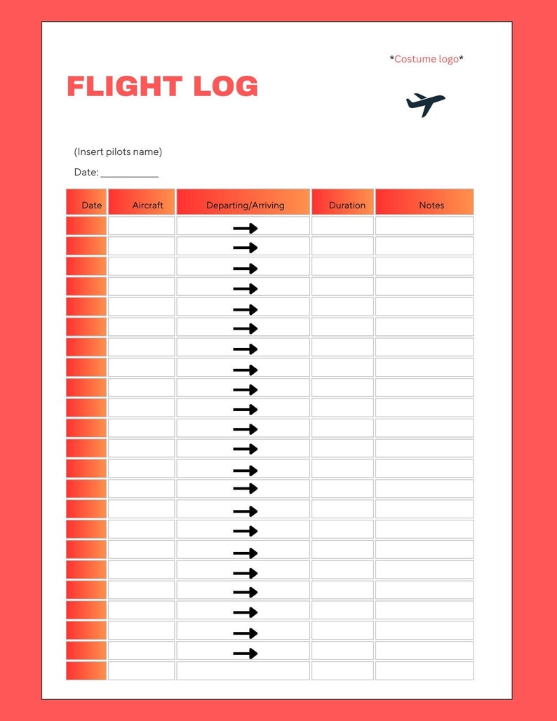 Customizable Flight Log - Etsy