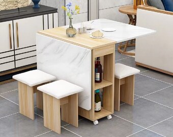 Cherryvhie Mesa de comedor plegable con sillas