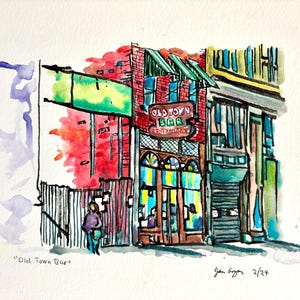 Old Town Bar, NYC, Original Watercolor // Signed