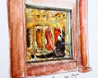 Madison Avenue Store Window -Watercolor Painting