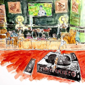 Acquerello originale: Casa de Montecristo Cigar Lounge, New York