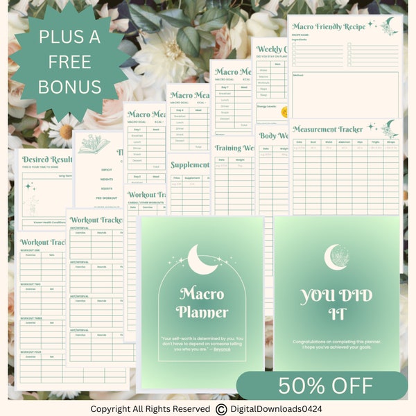 Ultimate Macro Planner | Follows Day 1-7 Instead Of Mon-Sun | Easy To Use | Small Meal Option | Track Fibre | Free Bonus | Certificate
