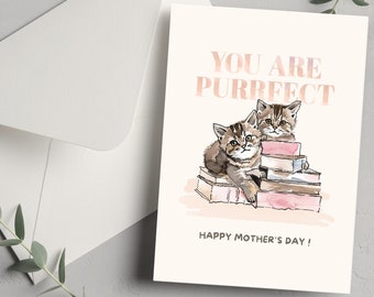 Tabby Cat Mothers Day Card Download Card for Mom Cat Lover Gift Mothers Day Gift from Daughter Card Printable Cat Illustration Print Cat