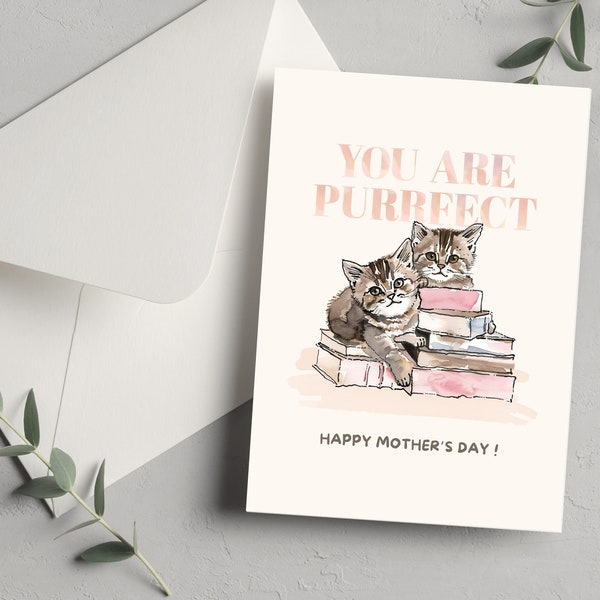 Tabby Cat Mothers Day Card Download Card for Mom Cat Lover Gift Mothers Day Gift from Daughter Card Printable Cat Illustration Print Cat
