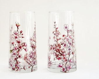 Glass Tumblers, Set of 2  - Cherry Blossoms Collection