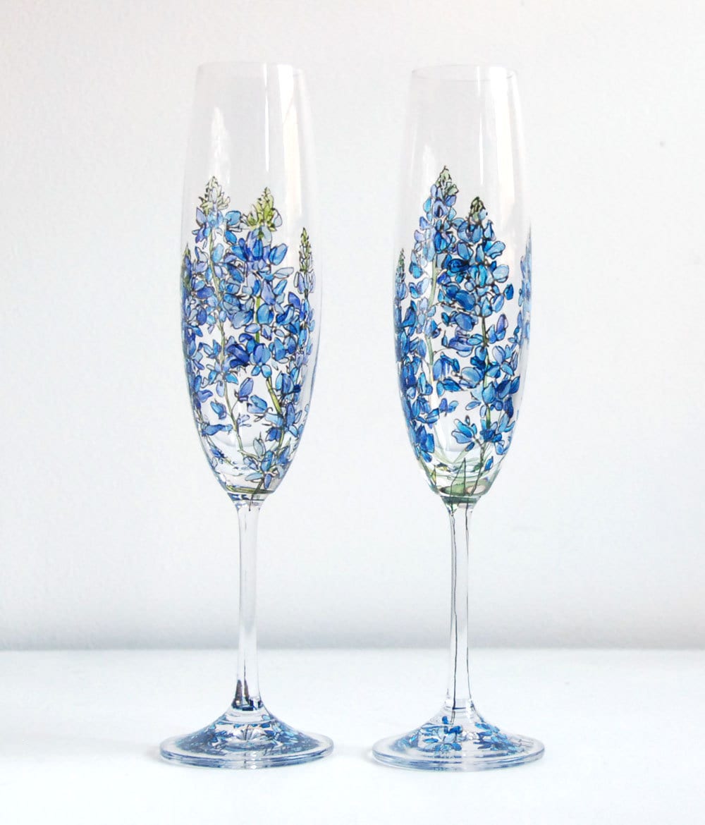 Custom & Personalized Champagne Glasses with Any Botanical Etsy