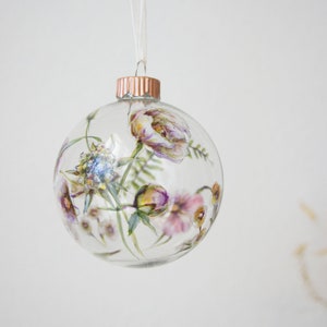 Large Glass Christmas Ornament Wild Flowers image 3