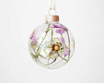 Small Glass Christmas Ornament - Wild Flowers