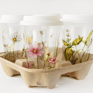 Custom Botanical Painting on Glass Eco Friendly Travel Mug image 3