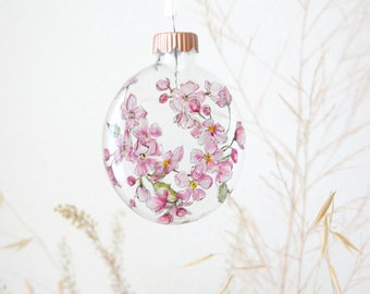 Glass Disc Christmas Ornament - Cherry Blossoms