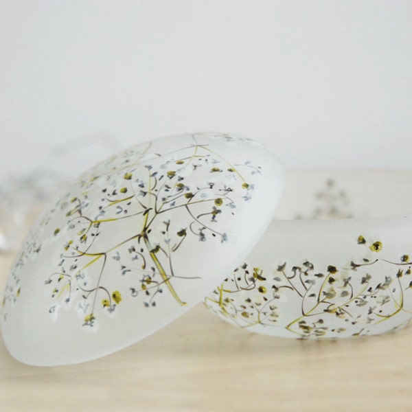 Frosted glass jewelry box - Babys Breath-Wedding Collection