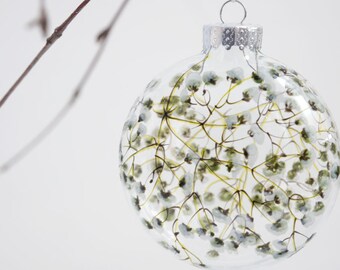 Glass Christmas Ornament - Baby's Breath Collection