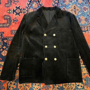 Antique/Vintage 1930s French Black Corduroy Men&#39;s Jacket