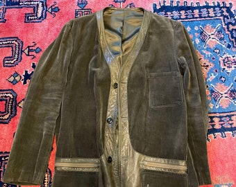 Vintage 1910s 10s 1920s 20s French Brown Velours Corduroy Vintage 1910s 10s 1920s 20s French Brown Velours Corduroy