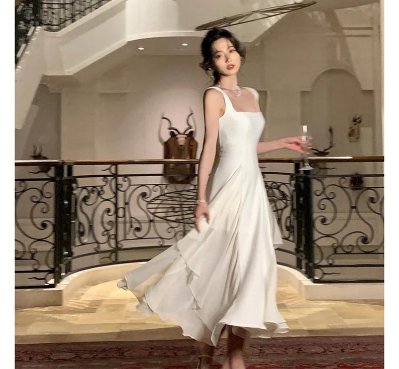 French Elegant Ruffles White Midi Dresses Summer New Evening Party Women Clothes Fashion Sundress Birthday Ladies Dresses zdjęcie 5