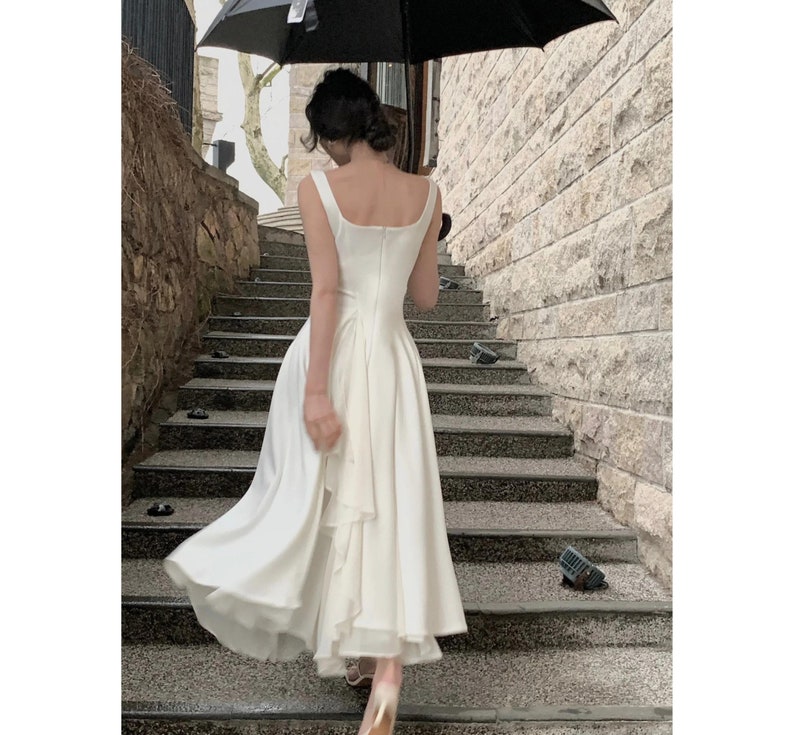 French Elegant Ruffles White Midi Dresses Summer New Evening Party Women Clothes Fashion Sundress Birthday Ladies Dresses zdjęcie 4