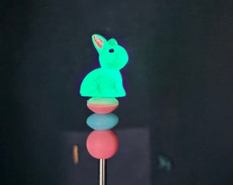 Amigurumi Stick Blue Bunny-glow in the dark