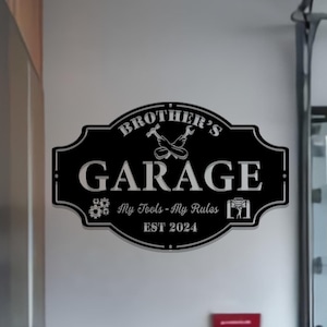 Personalized Fathers Day Sign Workshop Sign Wall Art Papas Work Shop Metal Sign Garage Sign Personalized Gift for Dad Grandpa Christmas Gift