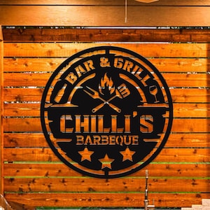Personalized Metal Barbecue Wall Sign, Custom Grill Sign, Barbecue Sign for Outdoor, Large BBQ Sign, Custom Gift, Barbecue Wall Art Decor