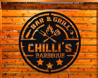 Cartello da parete per barbecue in metallo personalizzato, cartello per griglia personalizzato, cartello per barbecue per esterni, grande cartello per barbecue, regalo personalizzato, decorazione artistica da parete per barbecue