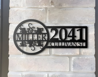 Split Letter Custom Address Sign, Custom Monogram Metal Sign, Outdoor Metal Sign, House Numbers Address Sign, Metal Decor, Housewarming Gift