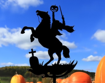 Headless Horseman Metal Yard Stake, Halloween Garden Stake, Halloween Garden Art, Spooky Decor, Outdoor Halloween Decor, Halloween Gifts