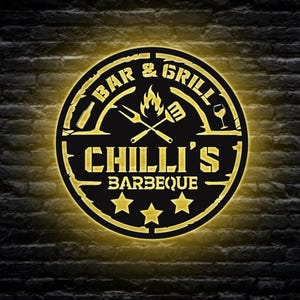 Personalized Metal Barbecue Wall Sign, Custom Grill Sign, Barbecue Sign for Outdoor, Large BBQ Sign, Custom Gift, Barbecue Wall Art Decor