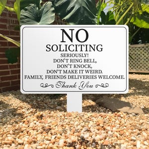 No Soliciting Yard Sign, Metal House Sign, No Soliciting Sign for Home Decor, Funny Metal Yard Stake, Outdoor Decoration, Housewarming Gifts
