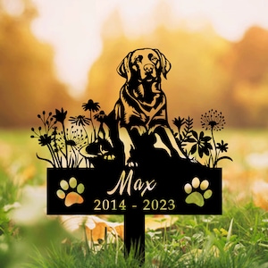 Personalized Dog Memorial Stake, Sympathy Sign, Pet Grave Marker, Remembrance Stake,Labrador Retriever Sign, Metal Stake, Labrador Retriever