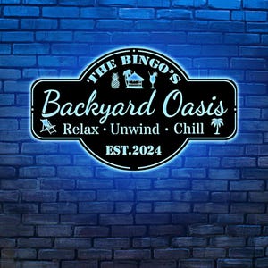Personalized Backyard Pool Metal Sign,Outdoor Wall Decor,Pool Signs for Outdoor Personalized,Custom Backyard Oasis Sign Patio Decor, Gift
