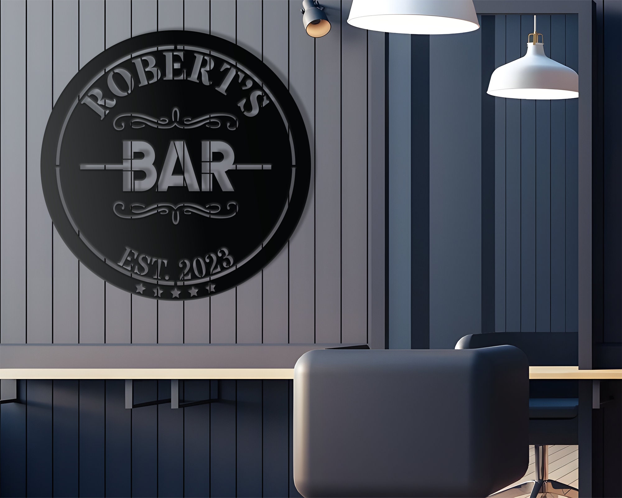 Personalized Bar LED Metal Art Sign, Custom Light up Bar Metal Sign ...