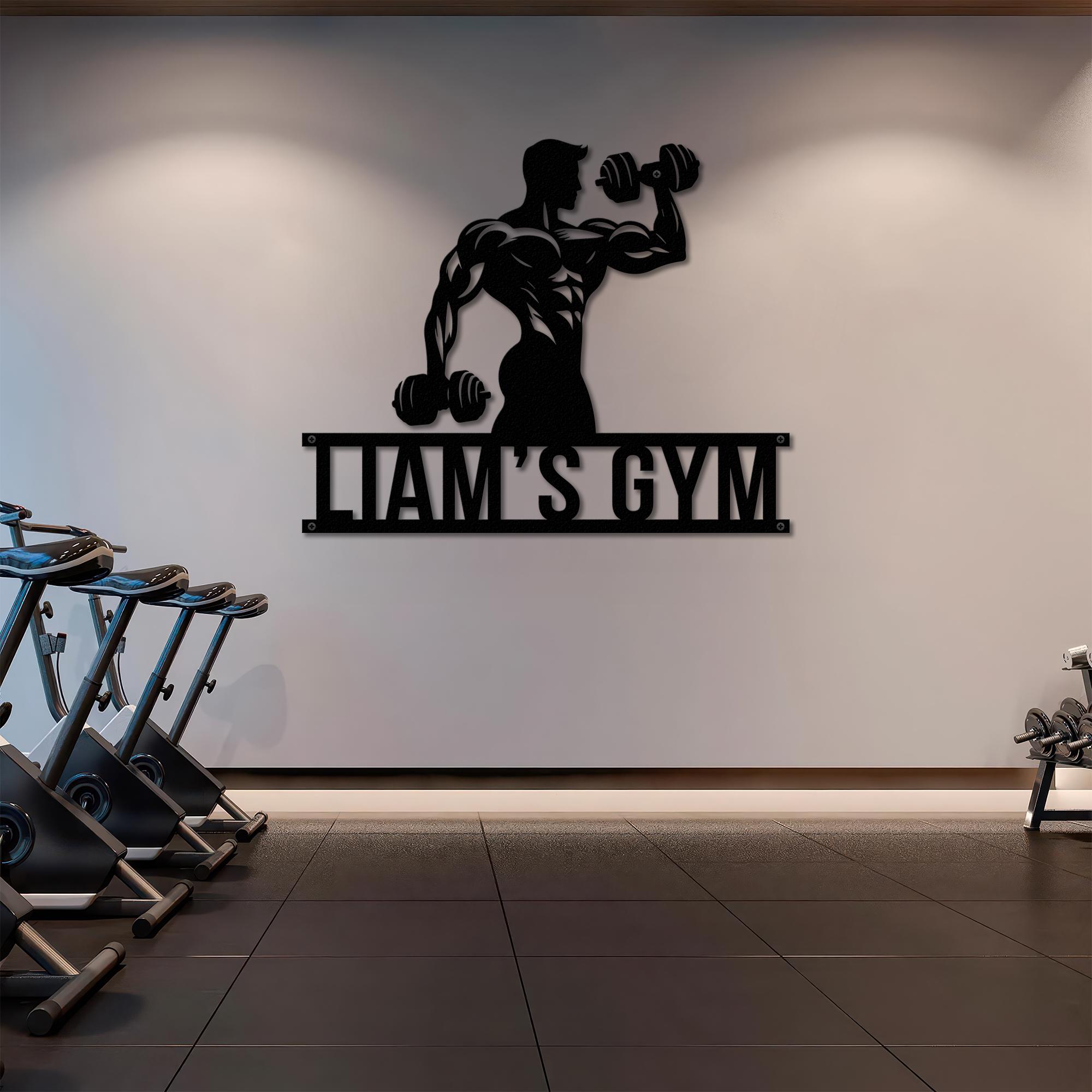 Personalized Metal Gym Wall Art With LED Lights – Custom Home Decor ...