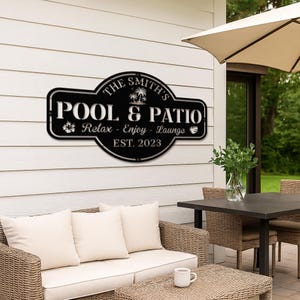 Personalized Backyard Pool Metal Sign LED Light,Outdoor Wall Decor,Personalized Sign for Pool,Backyard Oasis Sign Patio Decor,Gift for him