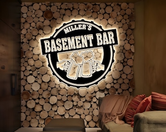 Personalized Bar LED Metal Art Sign / Light up Bar Metal Sign / Multi ...