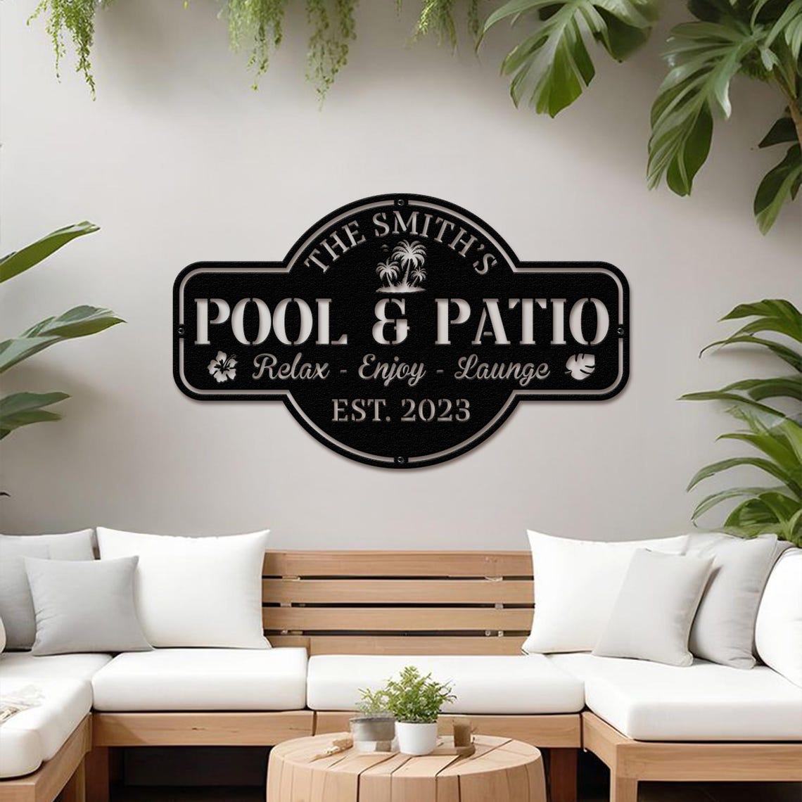Personalized Backyard Pool Metal Sign LED Light,outdoor Wall Decor ...