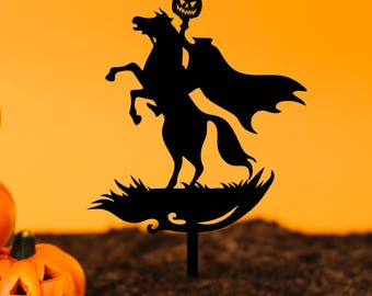 Headless Horseman Metal Yard Stake, Halloween Garden Stake, Halloween Garden Art, Spooky Decor, Outdoor Halloween Decor, Halloween Gifts