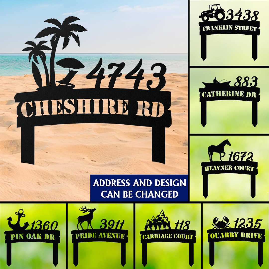 Personalized Metal Address Sign, Custom House Number Sign, Metal ...