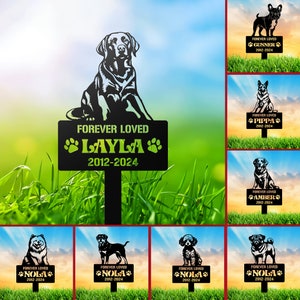 Custom Dog Memorial Stake, Dog Grave Marker, Every Dog Breed Metal Stake, Personalized Dog Garden Sign, Pet Loss Gift, Garden Decor Metal