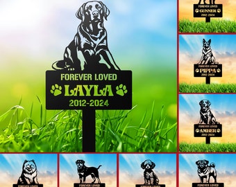 Custom Dog Memorial Stake, Dog Grave Marker, Every Dog Breed Metal Stake, Personalized Dog Garden Sign, Pet Loss Gift, Garden Decor Metal